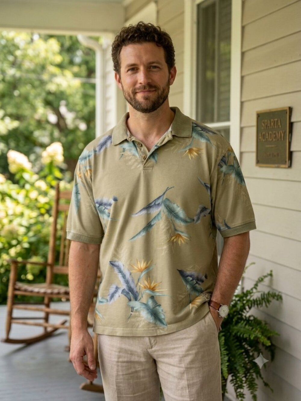 Vintage Tommy Bahama Tropical Bird of Paradise Print Polo Shirt Men's Large